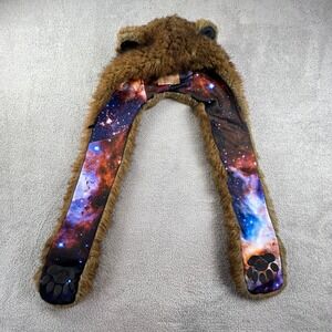 SpiritHoods Grizzly Bear Galaxy Collector Edition Faux Fur Hood Scarf Brown Rave